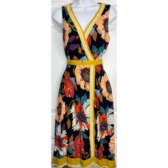 Anthropologie Maeve Botanica Floral Faux Wrap Dress~Size 2 - Picture 2 of 9